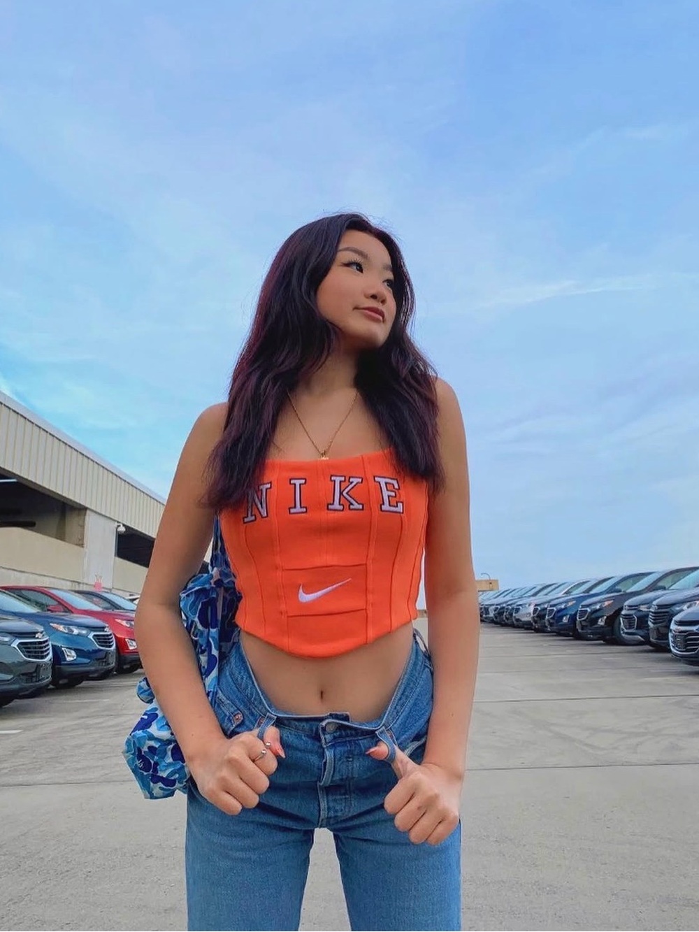 Nike Orange reworked Corset-Style Crop Top